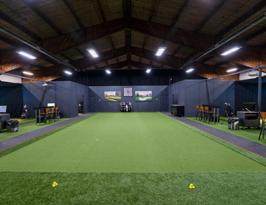 Comercial Golf Simulator Enclosures with larger turf section