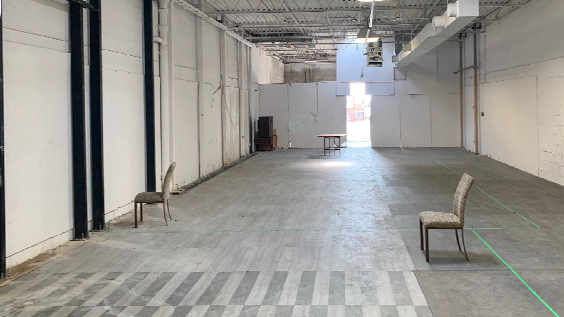 Open room before being converted into a commercial golf simulator space