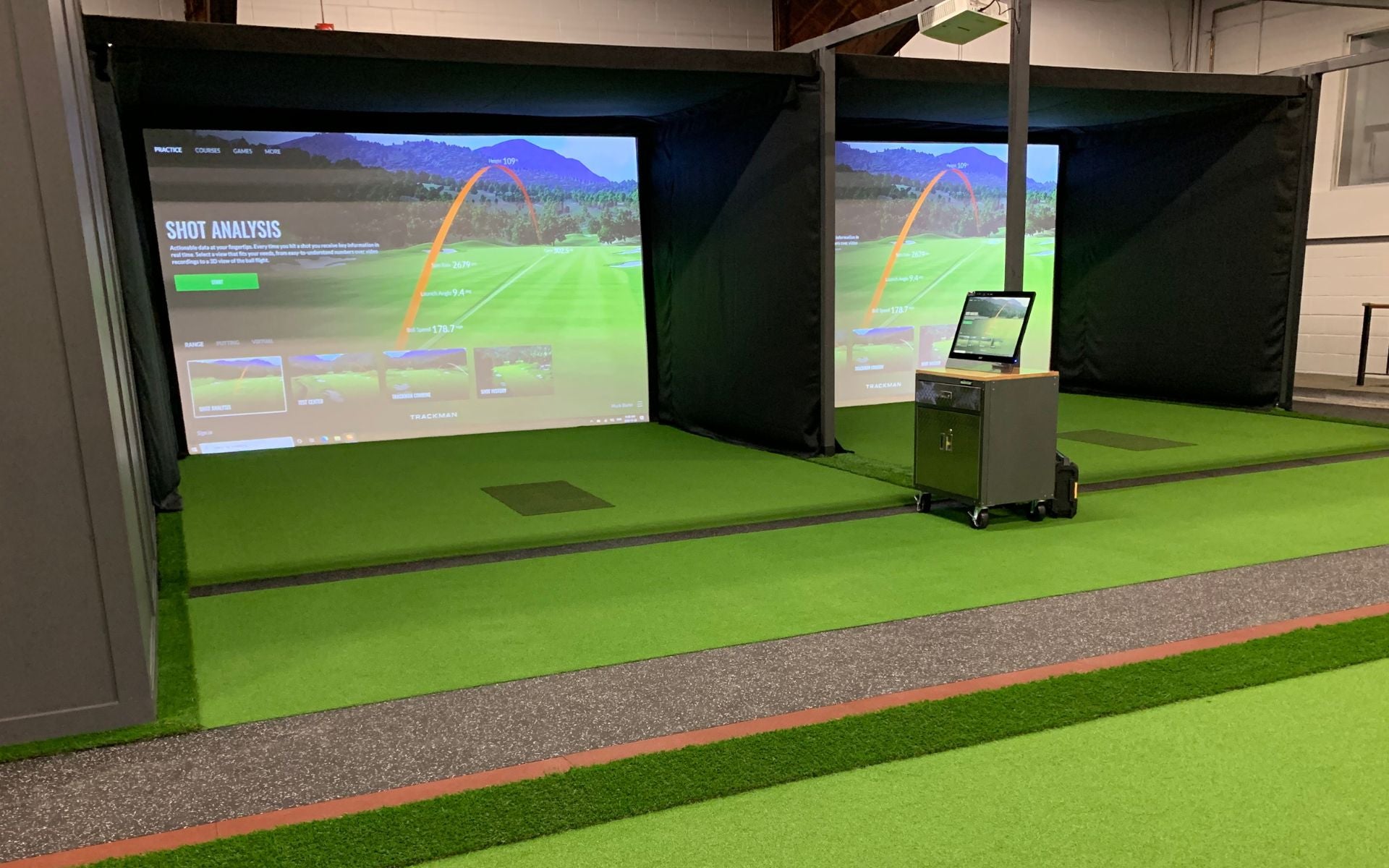 Indoor golf facility two bays