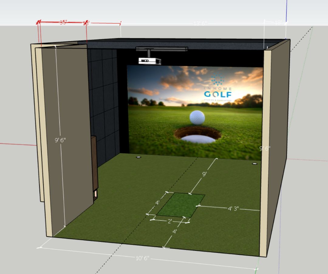 Example of a 3D Rendering of a Simulator by InHome Golf