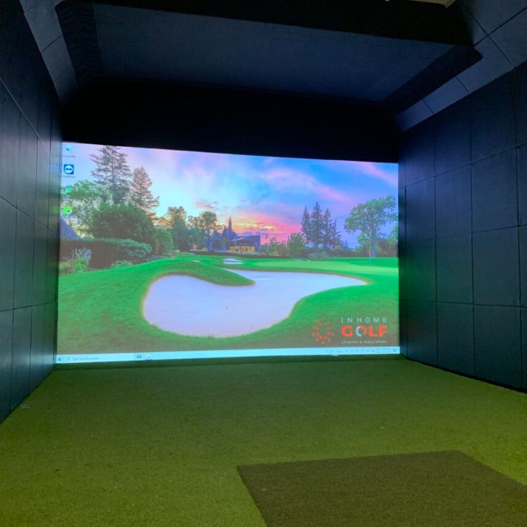 Residential Golf Simulator with square wall padding