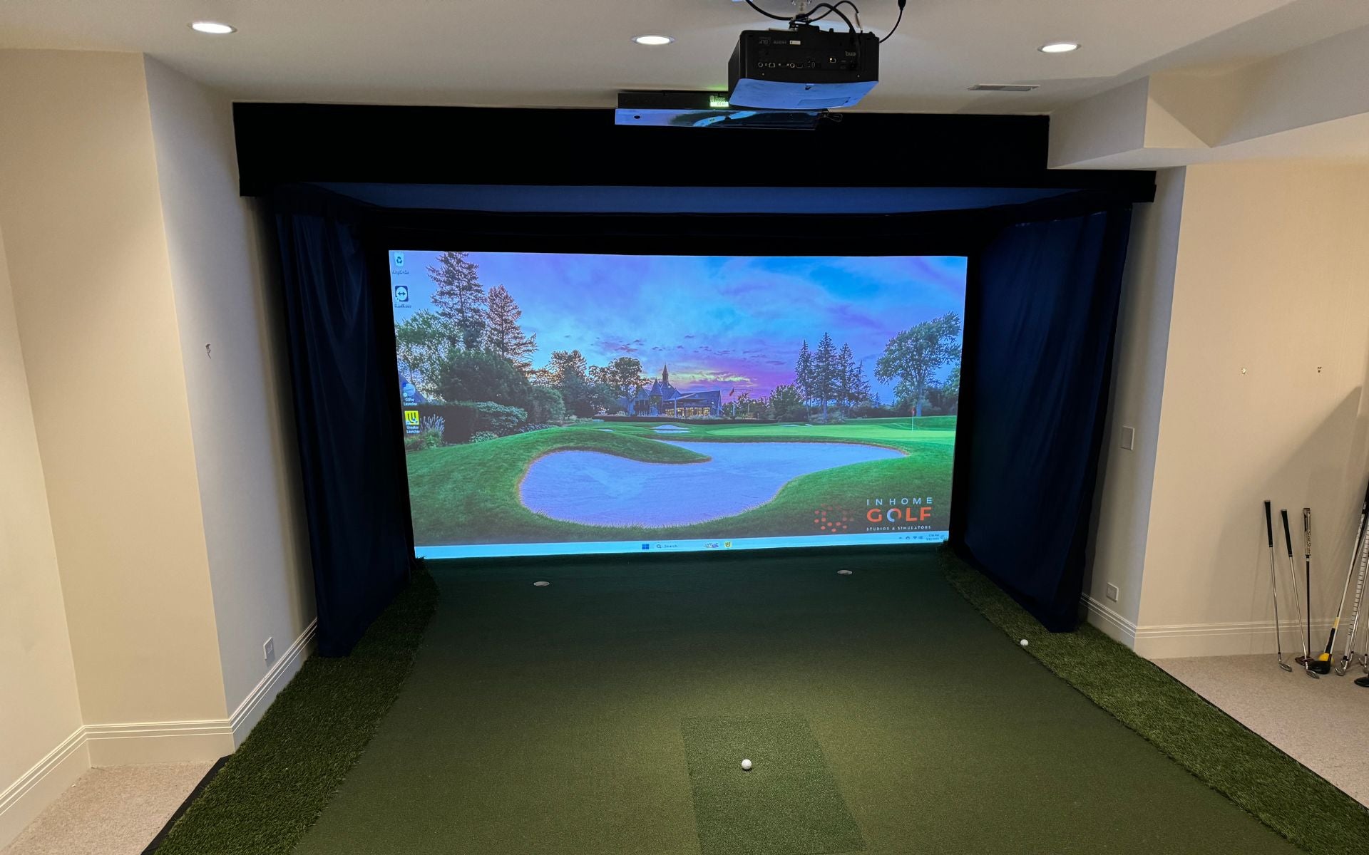 Home Golf Simulator with EYE XO2 and BenQ projector