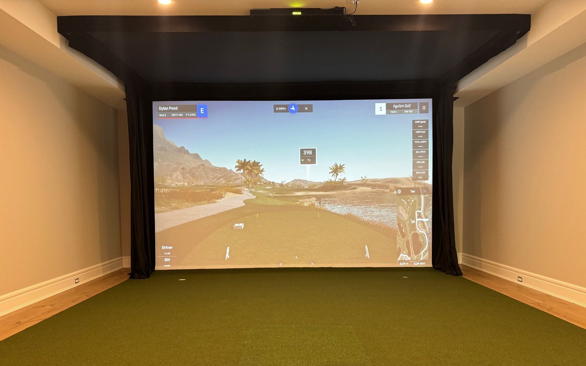 Home golf simulator with EYE XO2 launch Monitor