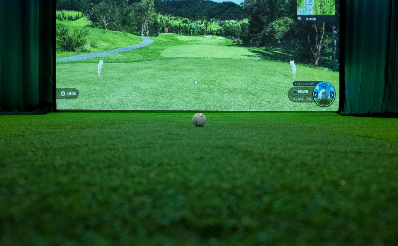 Custom Golf Simulator with golf ball