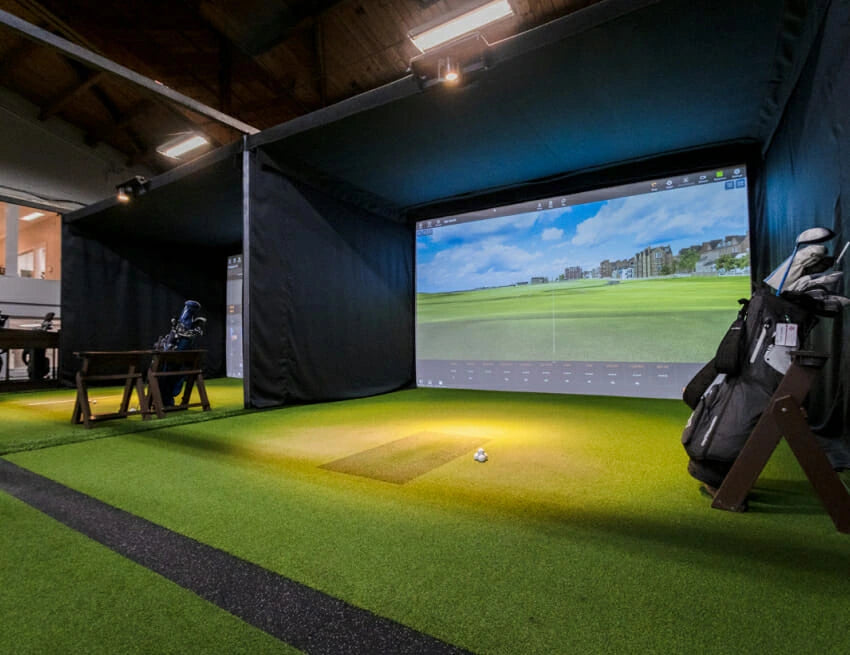 Commercial Golf Simulator Enclosures Side by Side