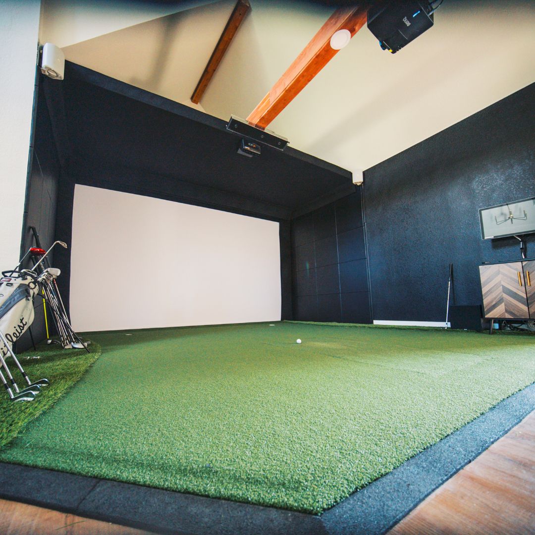 Indoor Custom Golf Simulator setup in house