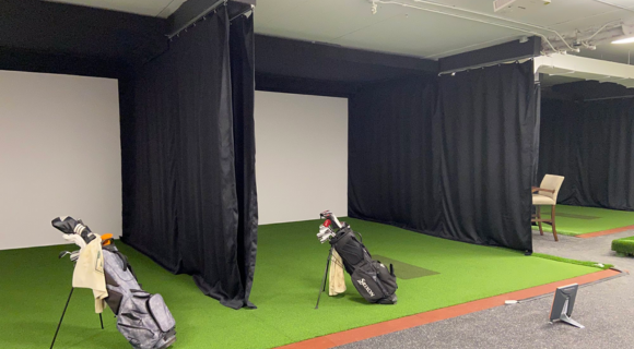 Commercial golf simulator bays 1 and 2